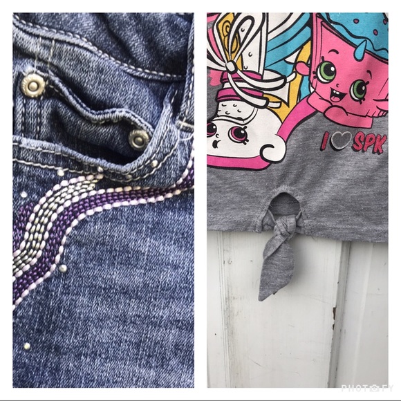 Route 66 Embroidered Jean Shorts Shopkins Tie Tee - Picture 11 of 16